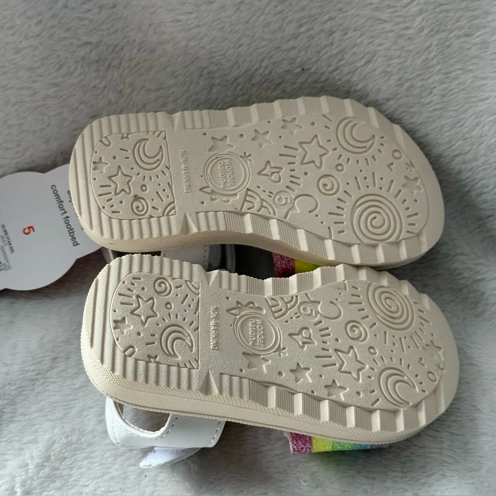 Wonder Nation Kids Rainbow Star Sandals Girls Size‎ 5 New